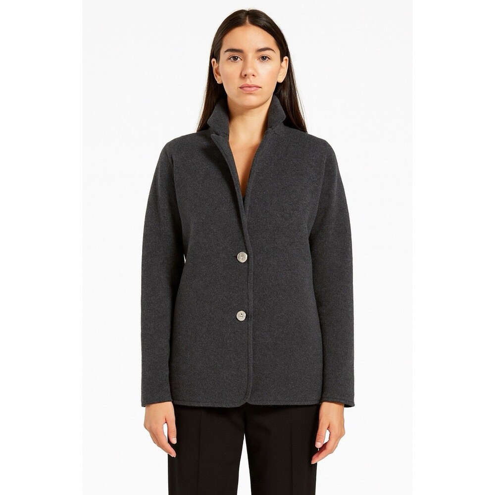 OST Charcoal Gray Cotton Cashmere Knit Blazer Jacket Soft Minimalist Women’s M